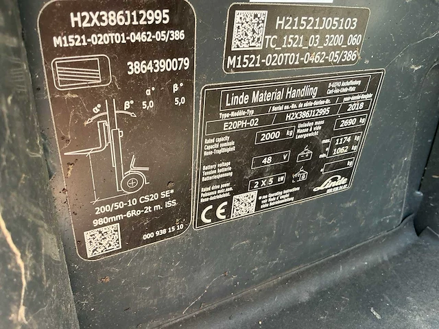 2018 linde e20ph-02 vorkheftruck - afbeelding 11 van  19