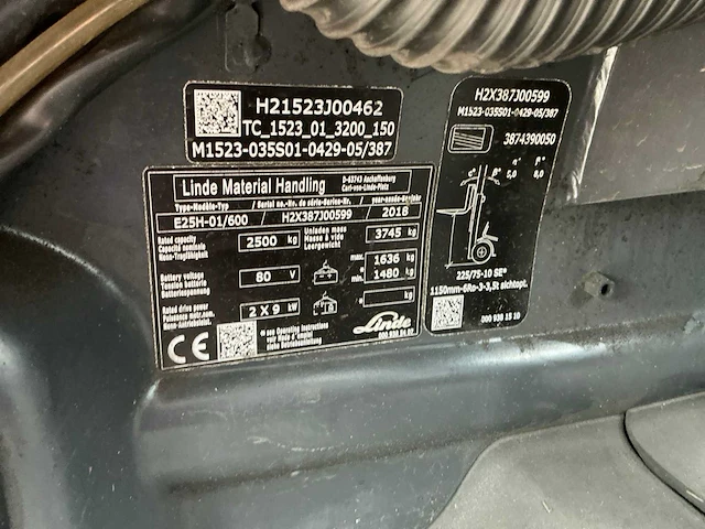 2018 linde e25h-01/600 vorkheftruck - afbeelding 7 van  15