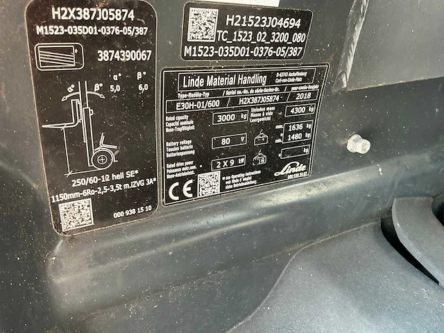 2018 linde e30h-01/600 vorkheftruck - afbeelding 14 van  21