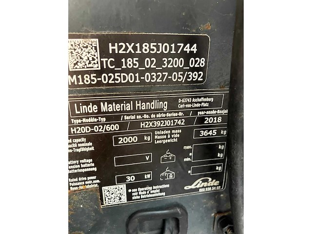 2018 linde h20d pyroban explosie vrije vorkheftruck - afbeelding 49 van  53