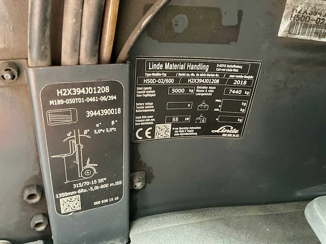 2018 linde h50d-02/600 vorkheftruck - afbeelding 2 van  35