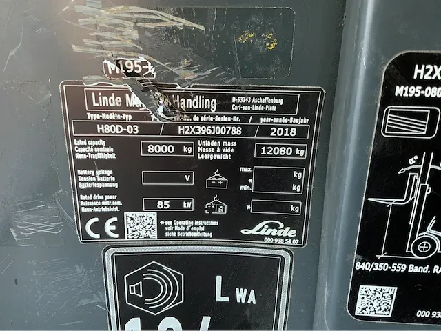 2018 linde h80d-03 vorkheftruck - afbeelding 25 van  31