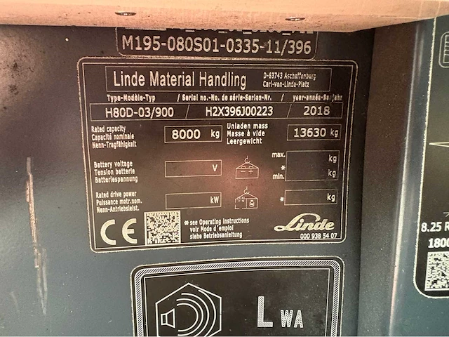 2018 linde h80d-03/900 evo vorkheftruck - afbeelding 44 van  49