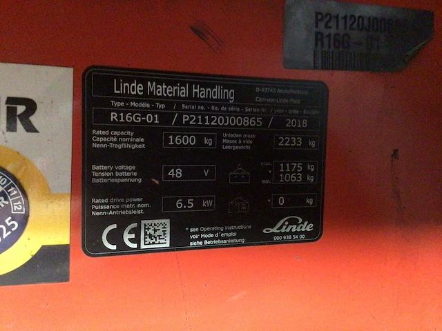 2018 linde r16g-01 reach truck - afbeelding 6 van  14
