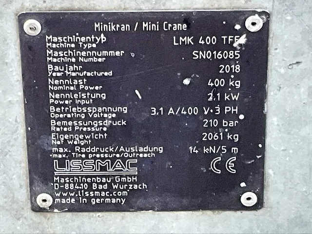 2018 lissmac lmk400 tfe lijmkraan - afbeelding 13 van  20