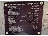 2018 lissmac mab 2801 schaarheftafel / werkplatform - afbeelding 8 van  8