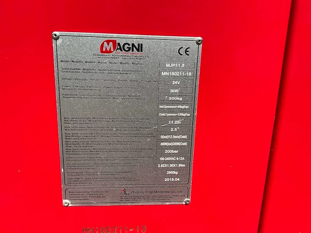 2018 magni mjp11.5 hoogwerker - afbeelding 11 van  11