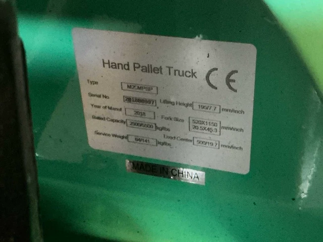 2018 mitsubishi m20 hand hydraulische palletwagen - afbeelding 4 van  4