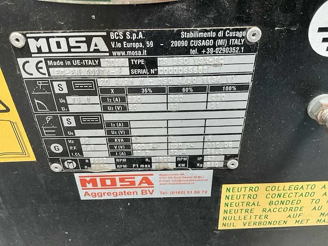 2018 mosa ts 350 ysnbc stroomgenerator - afbeelding 11 van  11