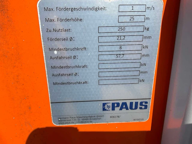 2018 paus easy big 25 wh verhuislift / ladderlift aanhanger - afbeelding 11 van  20