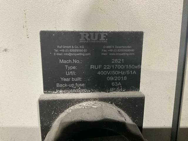 2018 ruf 22/1700/150x60 aluminium spanenbrikettenpers - afbeelding 10 van  19