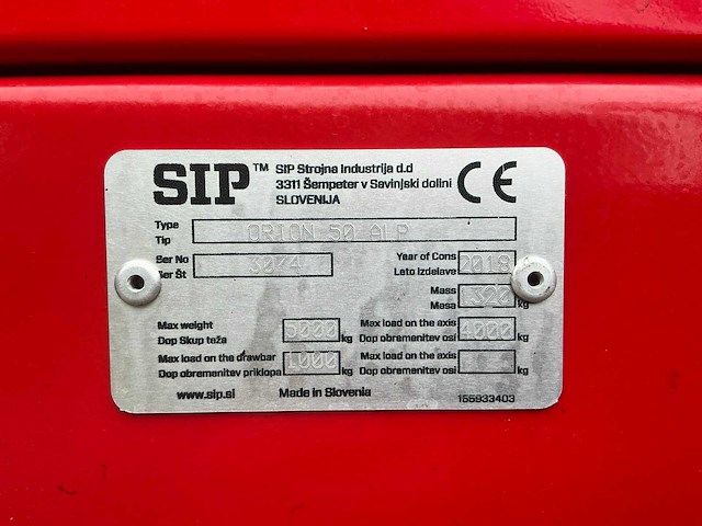 2018 sip orion 50 alp meststrooier - afbeelding 24 van  31