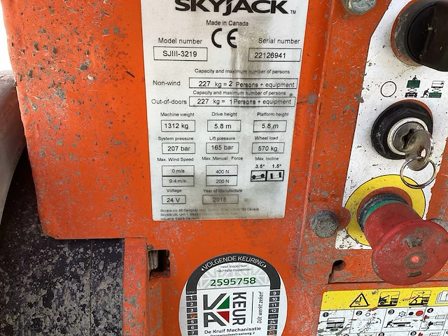2018 skyjack sjiii-3219 hoogwerker - afbeelding 3 van  12