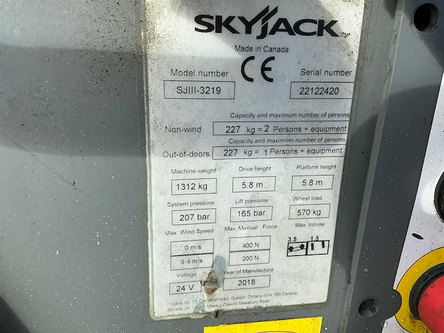 2018 skyjack sjiii3219 hoogwerker - afbeelding 2 van  10
