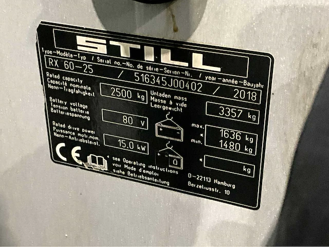 2018 still rx 60-25 2500kg lepelversteller vorkheftruck - afbeelding 16 van  23
