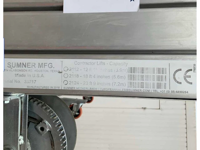 2018 sumner manufacturing 2124 materiaallift / kanaallift - afbeelding 6 van  6