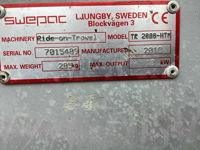 2018 swepac-dynapac tr 2000-htm cementvlinder - afbeelding 9 van  10