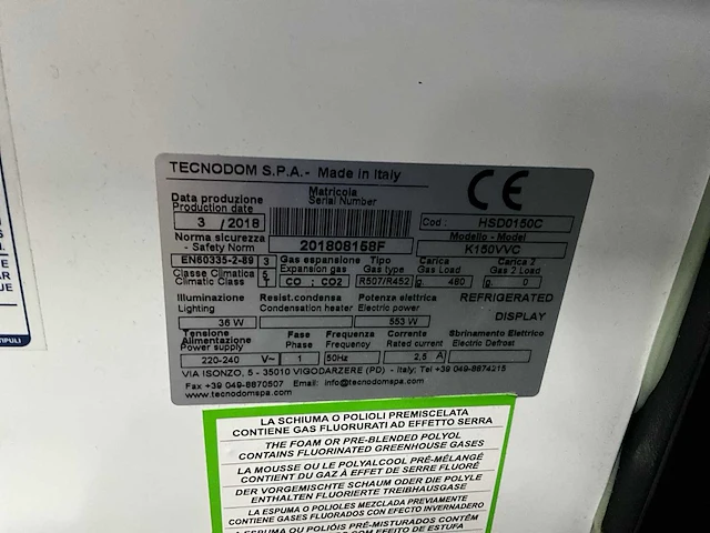 2018 tecnodome hsd0150c koelvitrine - afbeelding 8 van  8