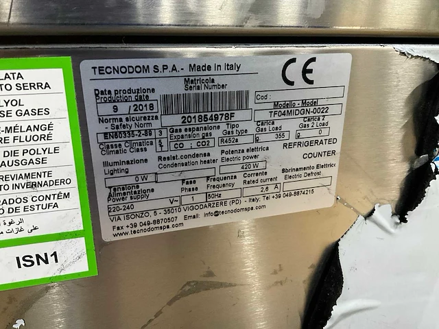 2018 tecnodome tf04mifgn-0022 koelwerkbank - afbeelding 7 van  7