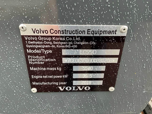 2018 volvo ec55d midi graafmachine - afbeelding 19 van  26