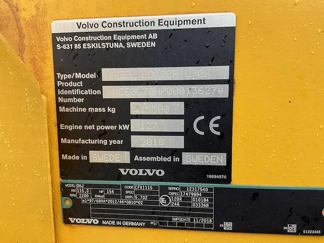 2018 volvo l70h shovel - afbeelding 9 van  32