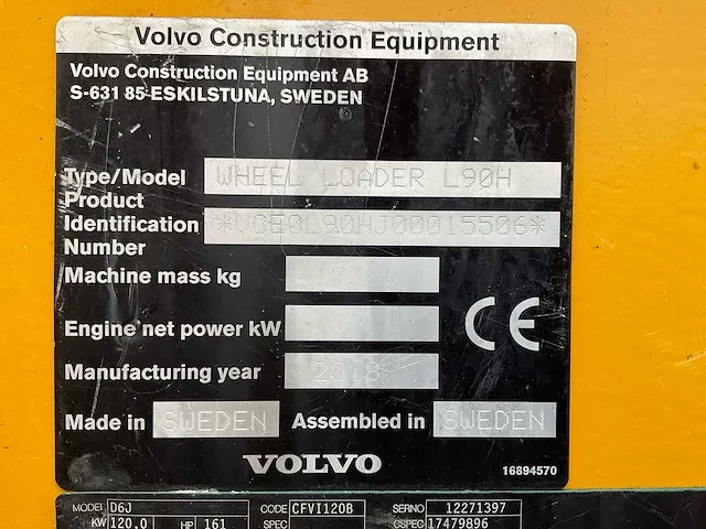 2018 volvo l90h shovel - afbeelding 9 van  34