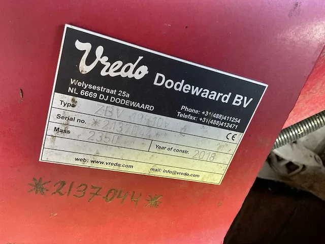 2018 vredo vt4556 (19,5m3) zelfrijdende mesttank - afbeelding 31 van  39