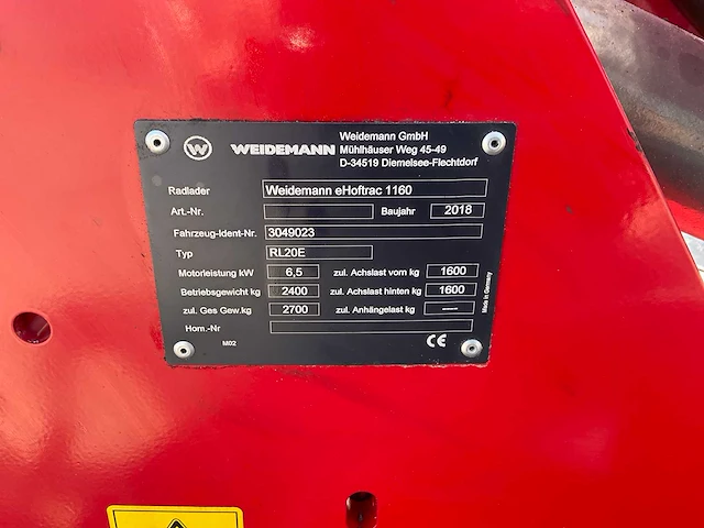 2018 weidemann ehoftrac 1160 mini-shovel - afbeelding 7 van  15