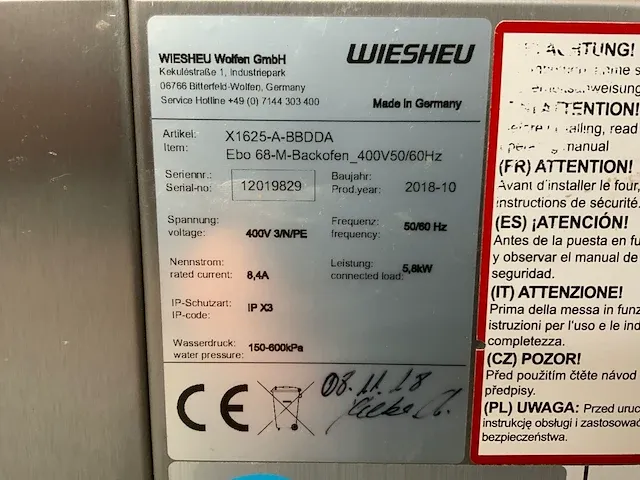 2018 wiesheu - bakkerijoven/dekoven combinatie - afbeelding 2 van  12