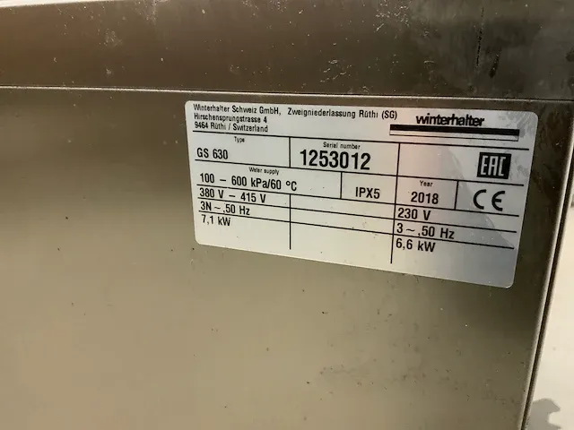 2018 winterhalter gs630 pannenwasmachine - afbeelding 6 van  6