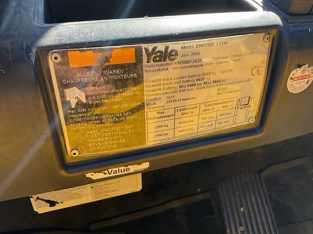 2018 yale erp25vl e2145 vorkheftruck - afbeelding 14 van  18