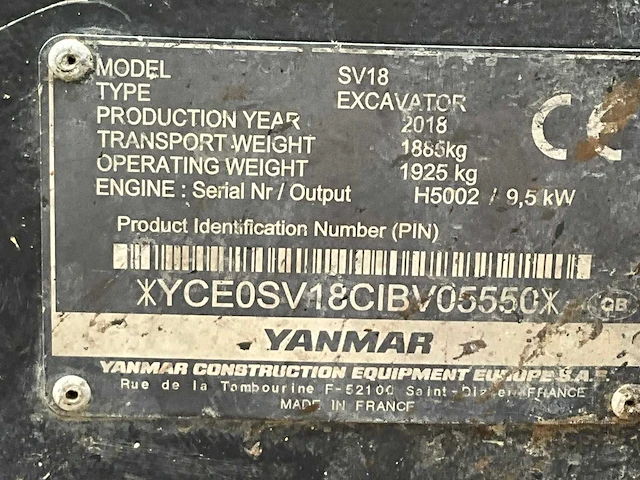 2018 yanmar sv18 mini graafmachine - afbeelding 36 van  41