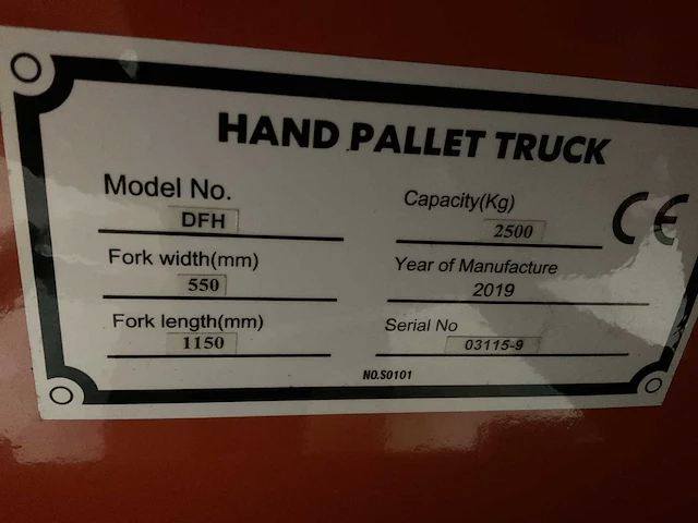 2019 aarnudse duh hand hydraulische palletwagen - afbeelding 10 van  11