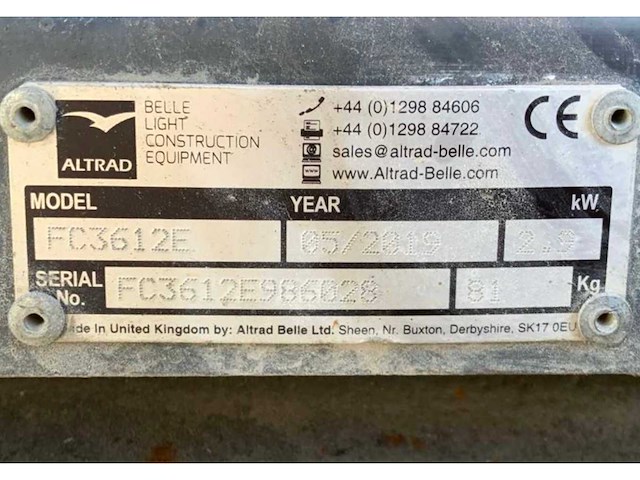 2019 altrad / belle fc3612e trilplaat - afbeelding 6 van  6