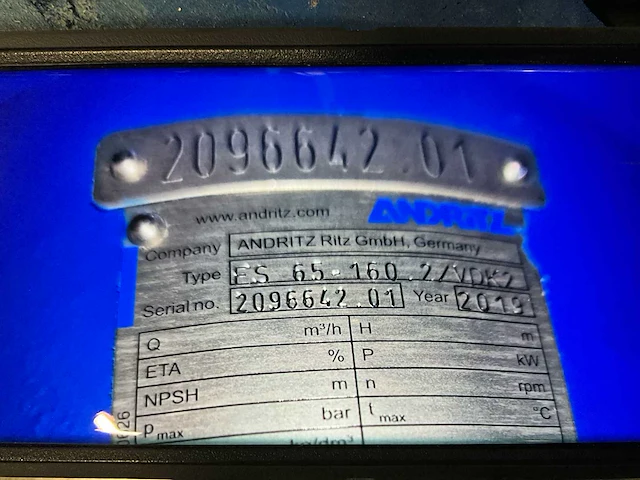 2019 andritz es 65-160 2/vdk2 centrifugaalpomp - afbeelding 7 van  7