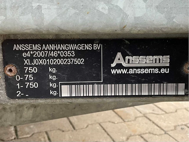 2019 anssems bsx 750.251 zeil aanhangwagen - afbeelding 8 van  16