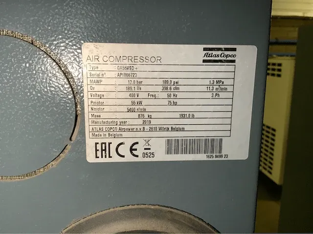 2019 atlas copco ga55vds schroefcompressor - afbeelding 8 van  9