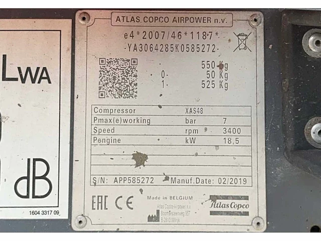 2019 atlas copco xas48 compressor aanhangwagen - afbeelding 13 van  20