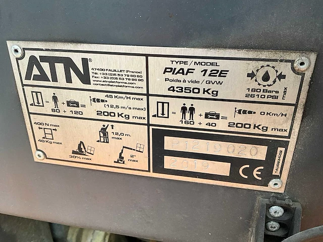2019 atn piaf 12e hoogwerker - afbeelding 4 van  12