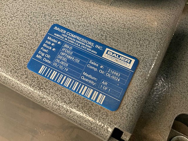 2019 bauer jrii-d luchtcompressor - afbeelding 9 van  9