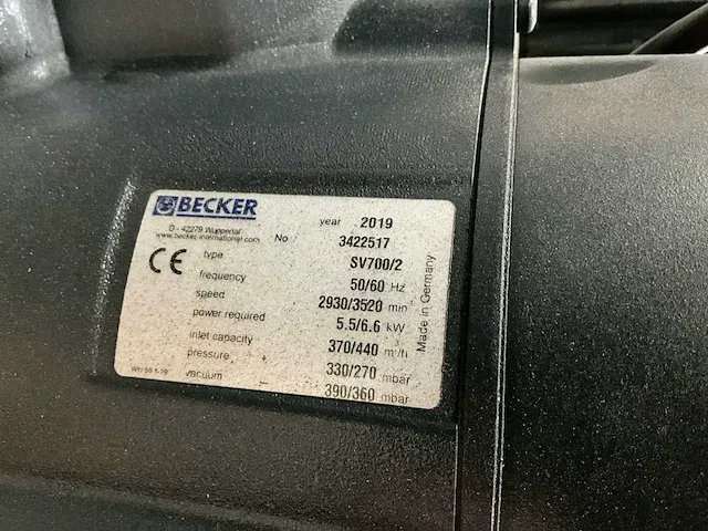 2019 becker sv 700/2 vacuümpomp - afbeelding 6 van  6