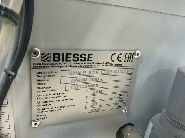 2019 biesse akron 1130k kantaanlijmmachine - afbeelding 23 van  25