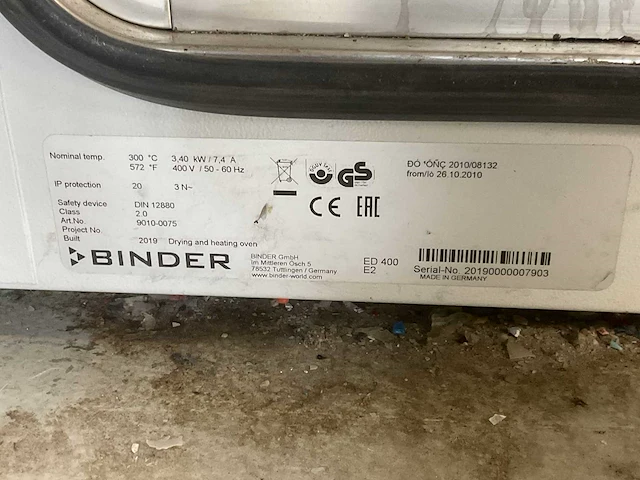 2019 binder ed 400 laboratorium droogoven - afbeelding 7 van  8