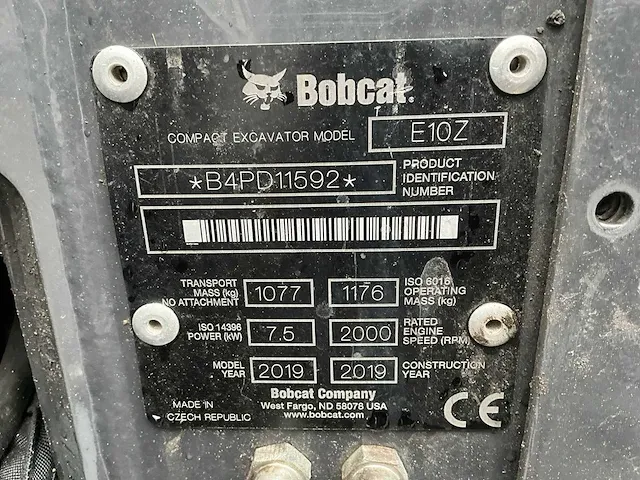 2019 bobcat e10z minigraafmachine - afbeelding 28 van  34