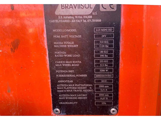 2019 braviisol leonardo lui mini hd hoogwerker / personenlift - afbeelding 9 van  9