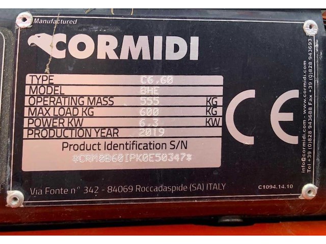 2019 cormidi c6.60 bhe compacte rupsdumper / mini rupsdumper - afbeelding 16 van  23