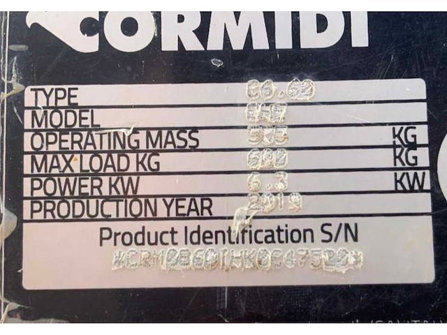 2019 cormidi c6.60 bhe compacte rupsdumper / mini rupsdumper - afbeelding 6 van  14