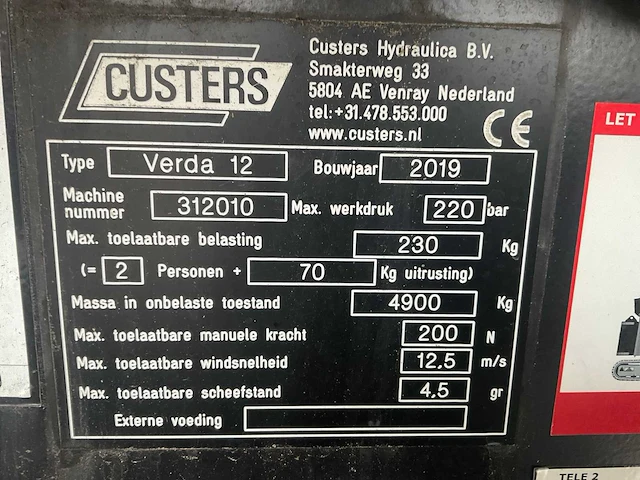 2019 custers verba 12 3500 rupshoogwerker - afbeelding 6 van  20