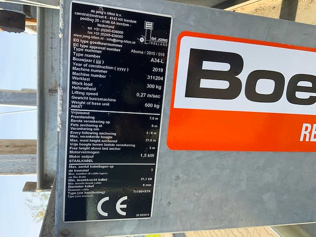 2019 de jong a34-l bouwlift / kantellift - afbeelding 7 van  15