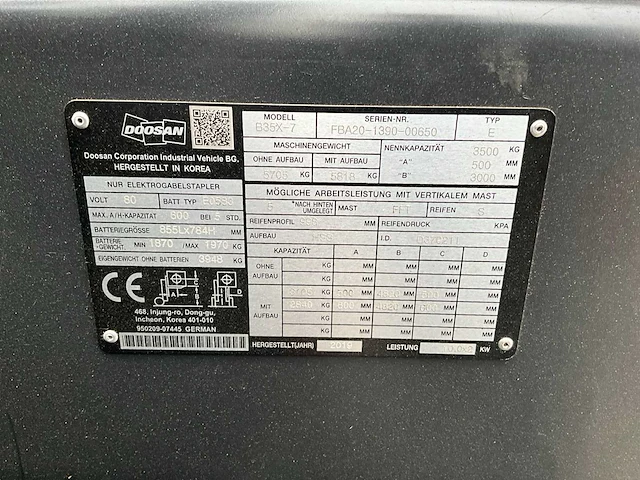 2019 doosan b35x-7 elektrische vorkheftruck - afbeelding 29 van  35